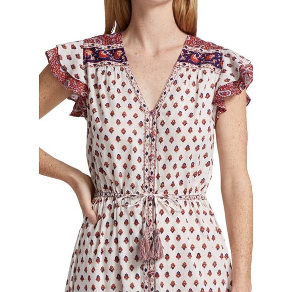 Veronica Beard Tinzia Mixed Paisley Tassel Midi Dress Red Multi Women's Small - Picture 3 of 9